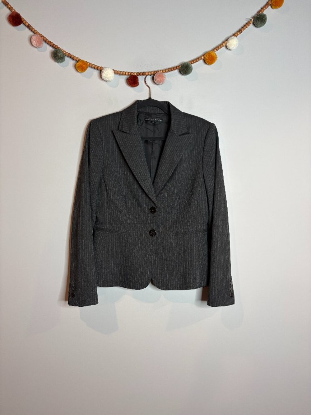 Antonio Melani charcoal grey pinstriped blazer jacket